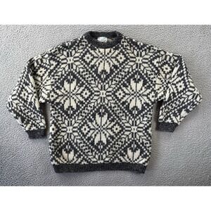 Vintage Benetton Sweater Unisex Small Shetland Wool Snowflake Ski  Made in Italy
